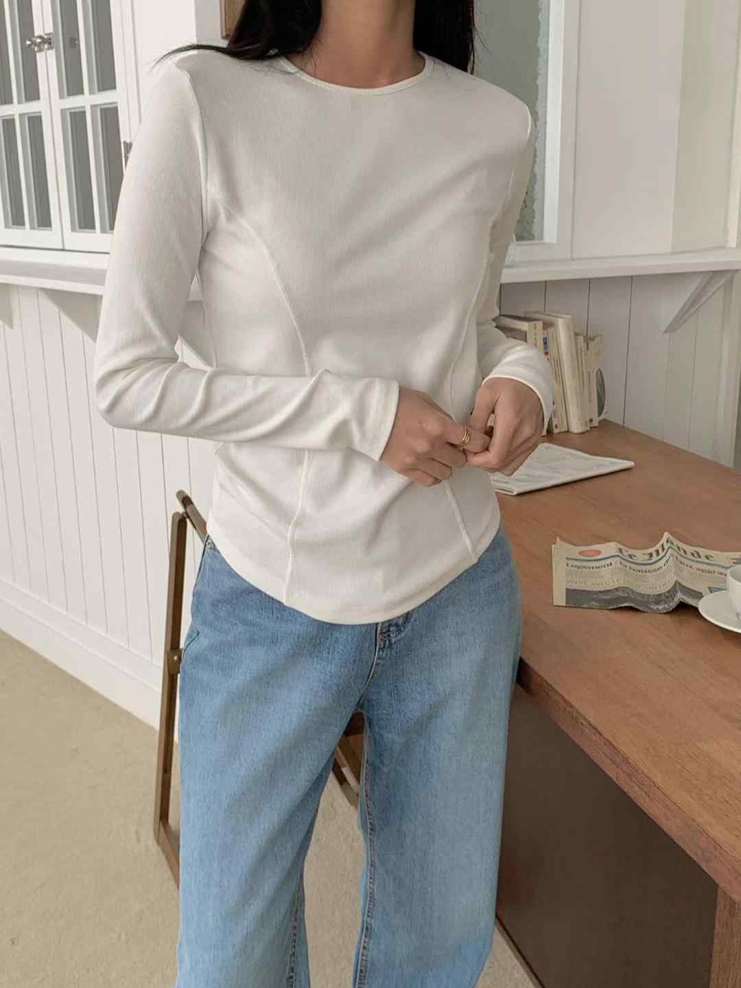 Robe韓國直郵㊣東大門實拍女裝新款推薦人氣熱賣休閑長袖T恤Robe長袖T恤