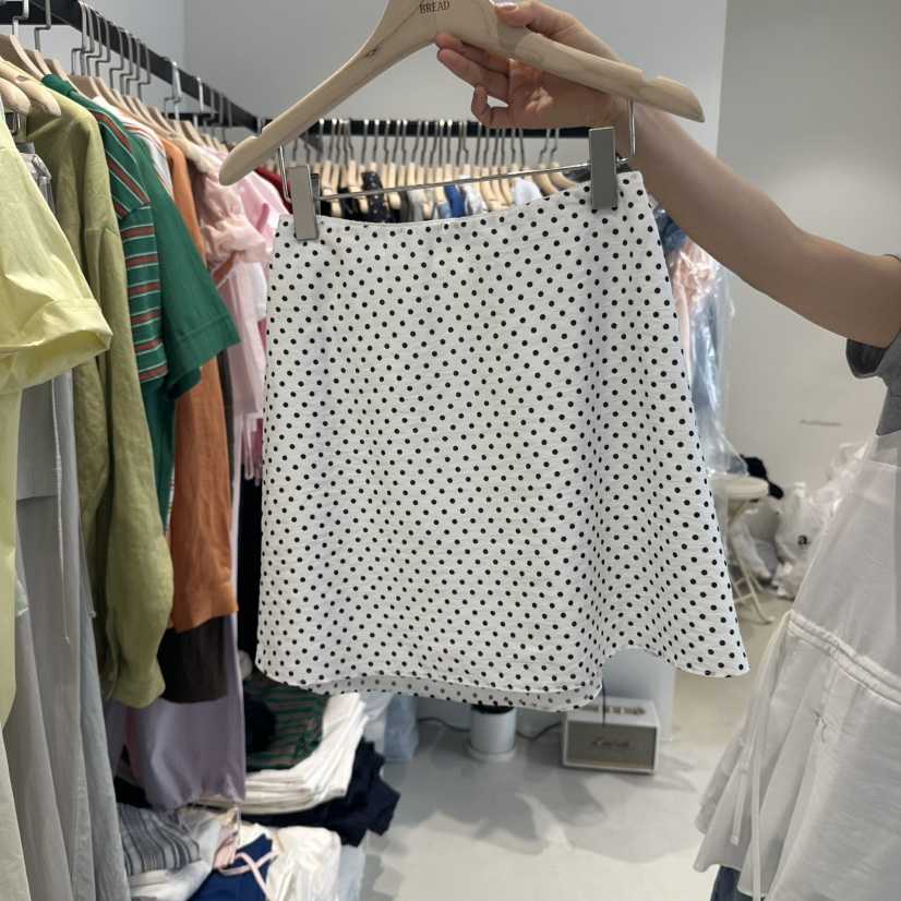 BREAD韓國代購女裝新品25春夏真品熱賣休閑人氣推薦短裙圓點裙BREAD短裙