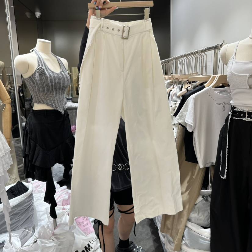 OUR MINUTE東大門實拍女裝新品推薦人氣25春夏熱賣休閑褲腰帶OUR MINUTE休閑褲