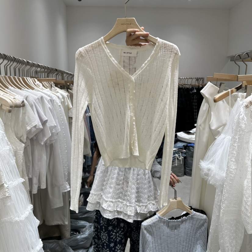 RE STYLE-Q東大門實拍女裝新品時尚25春夏真品針織衫開衫RE STYLE針織衫