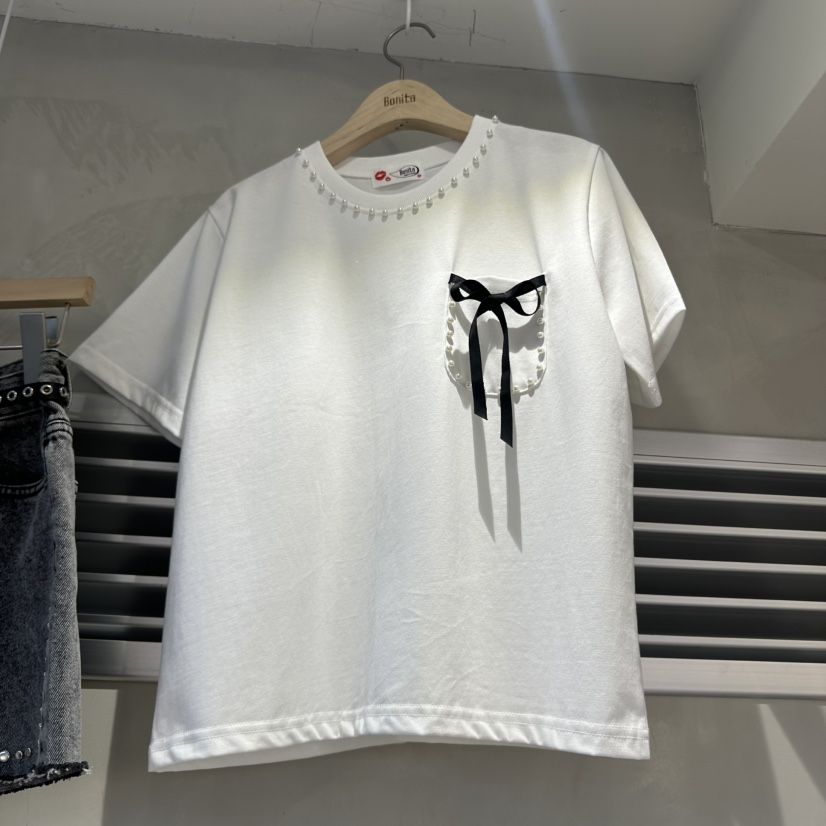 BONITA-Q韓國代購女士新品熱賣25春夏時尚推薦職業T恤口袋BONITA-QT恤