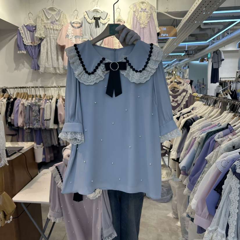 PAPA韓國代購女裝新品休閑推薦時尚熱賣人氣真品襯衫蕾絲衫PAPA襯衫/蕾絲衫