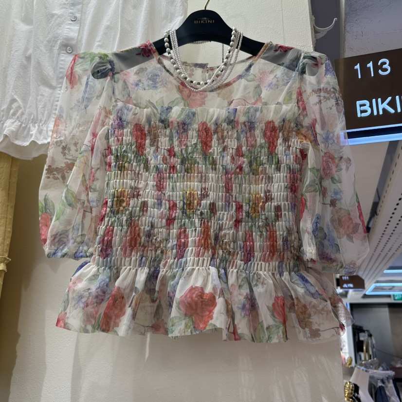 BIKINI東大門代購女士新品職業熱賣25春夏休閑時尚襯衫蕾絲衫BIKINI襯衫/蕾絲衫