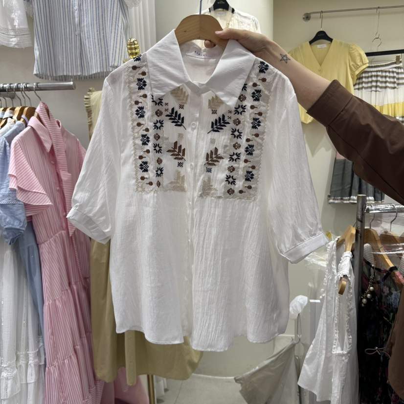 BIKINI東大門代購女裝新款熱賣真品25春夏時尚職業襯衫蕾絲衫BIKINI襯衫/蕾絲衫