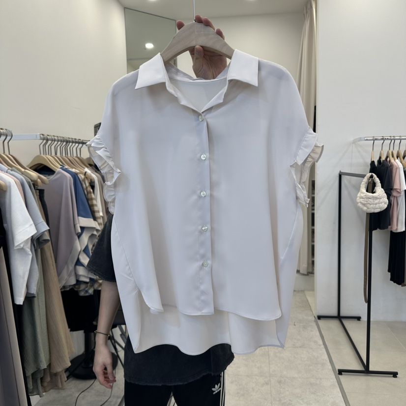 FUNNY POWDER東大門實拍女裝新品真品人氣襯衫蕾絲衫荷葉邊THE FUNNY襯衫/蕾絲衫
