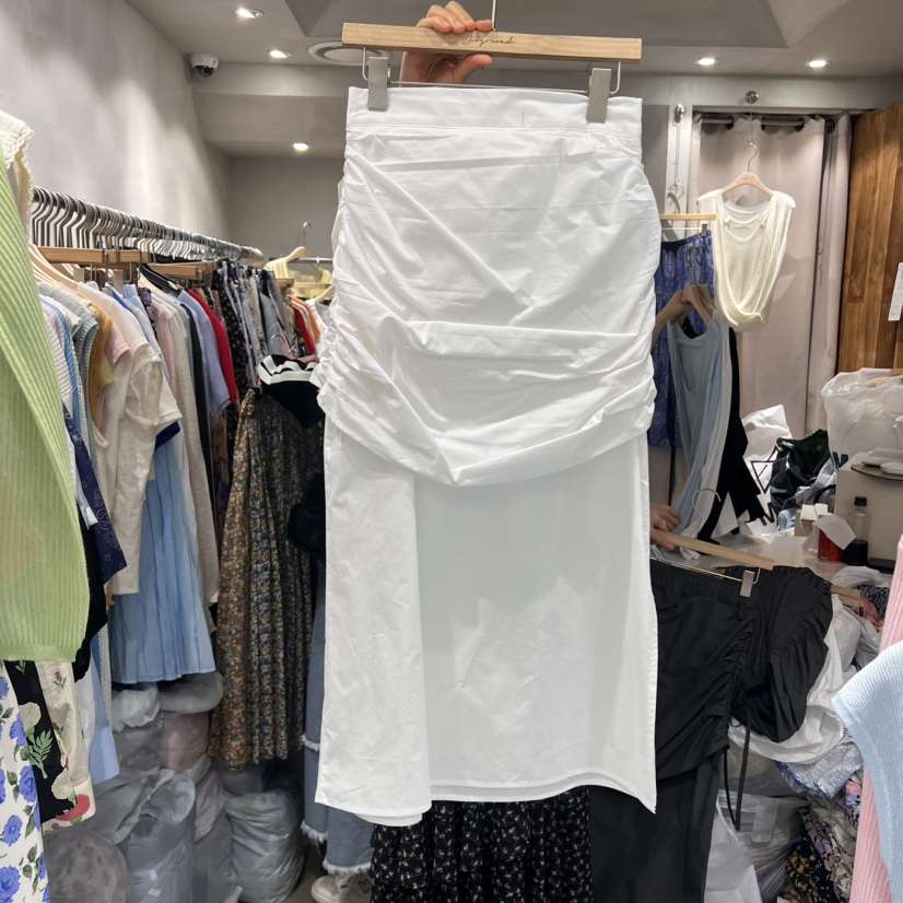 LOGROAD東大門代購女士新款熱賣職業25春夏半身裙中短裙褶皺LOG ROAD半身裙/中短裙