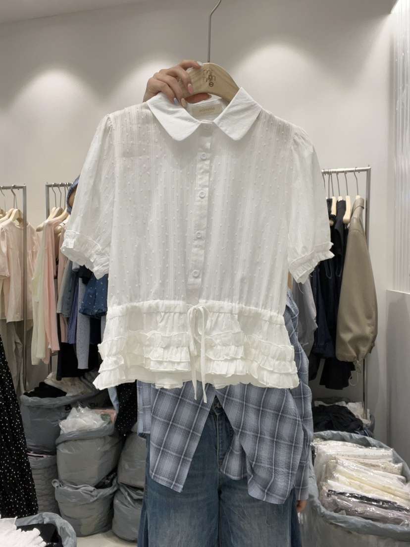 MIMME韓國直郵女士新品職業推薦熱賣真品人氣襯衫蕾絲衫荷葉邊MIMME襯衫/蕾絲衫