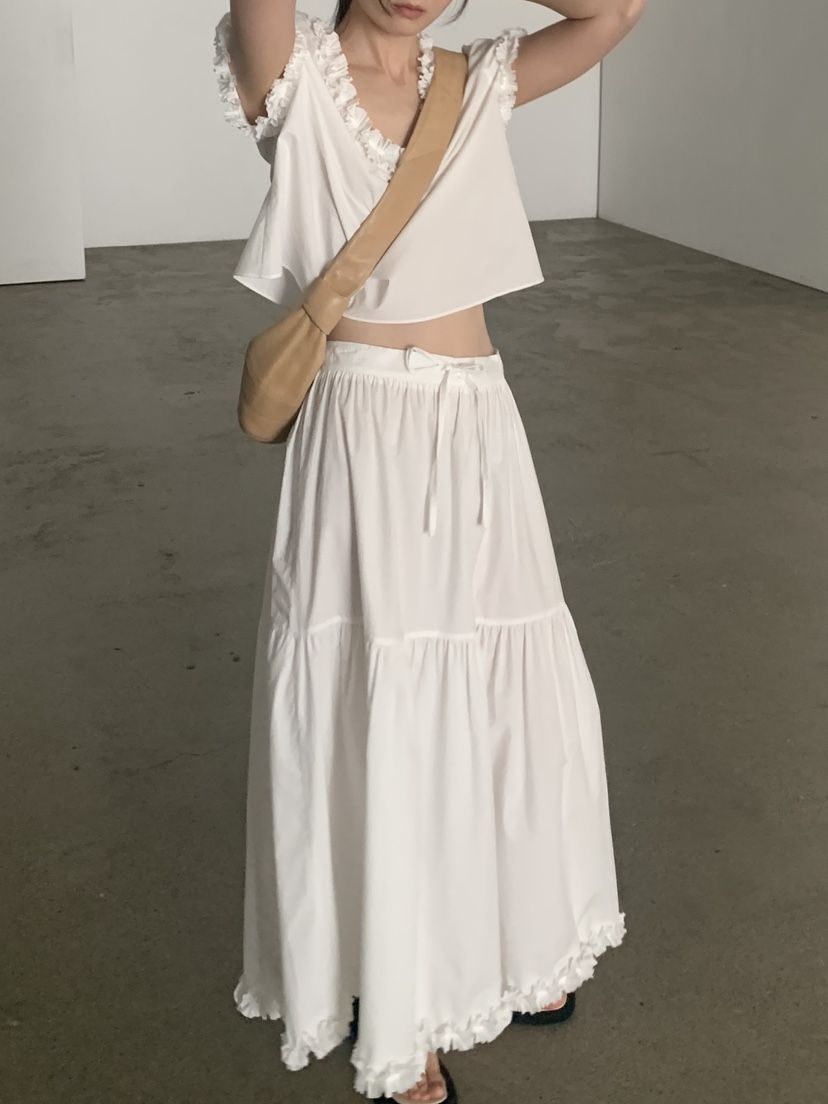 LOGARDEN東大門實拍女裝新品25春夏人氣真品時尚長裙荷葉邊LO GARDEN長裙