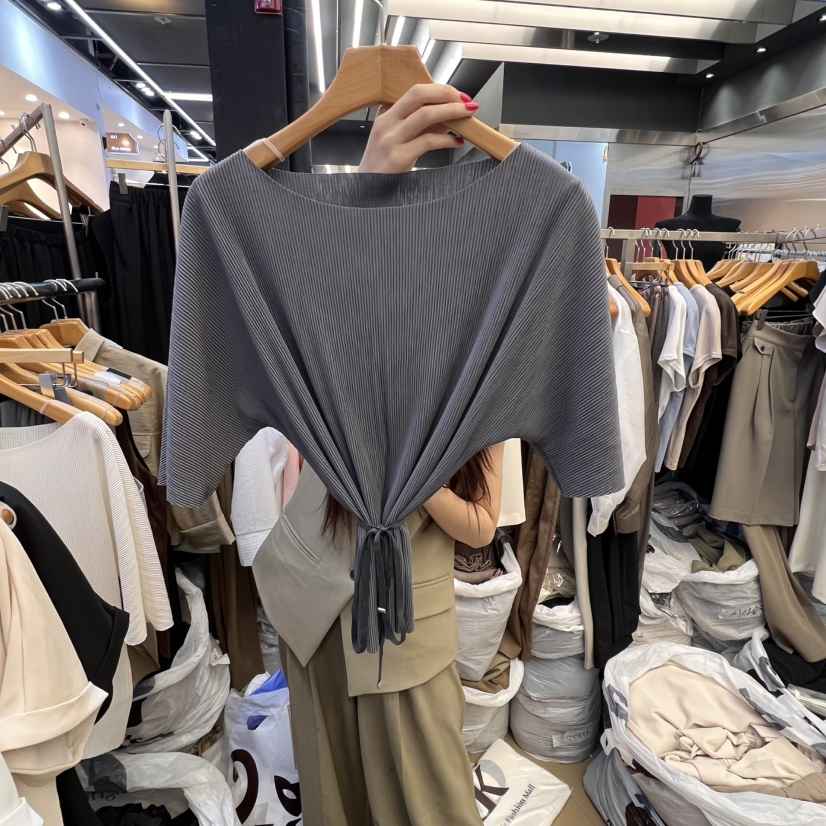 SANS韓國直郵女裝新品時尚職業真品人氣推薦熱賣25春夏T恤褶皺SANST恤