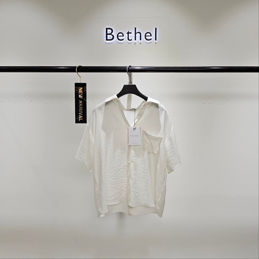 BETHEL東大門實拍女裝新款25春夏時尚人氣襯衫蕾絲衫亞麻布BETHEL襯衫/蕾絲衫