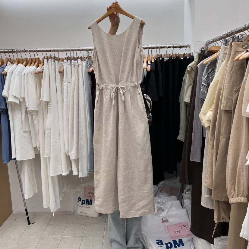DRESS ROOM東大門實拍女裝新款職業25春夏時尚休閑連衣裙亞麻DRESS ROOM連衣裙
