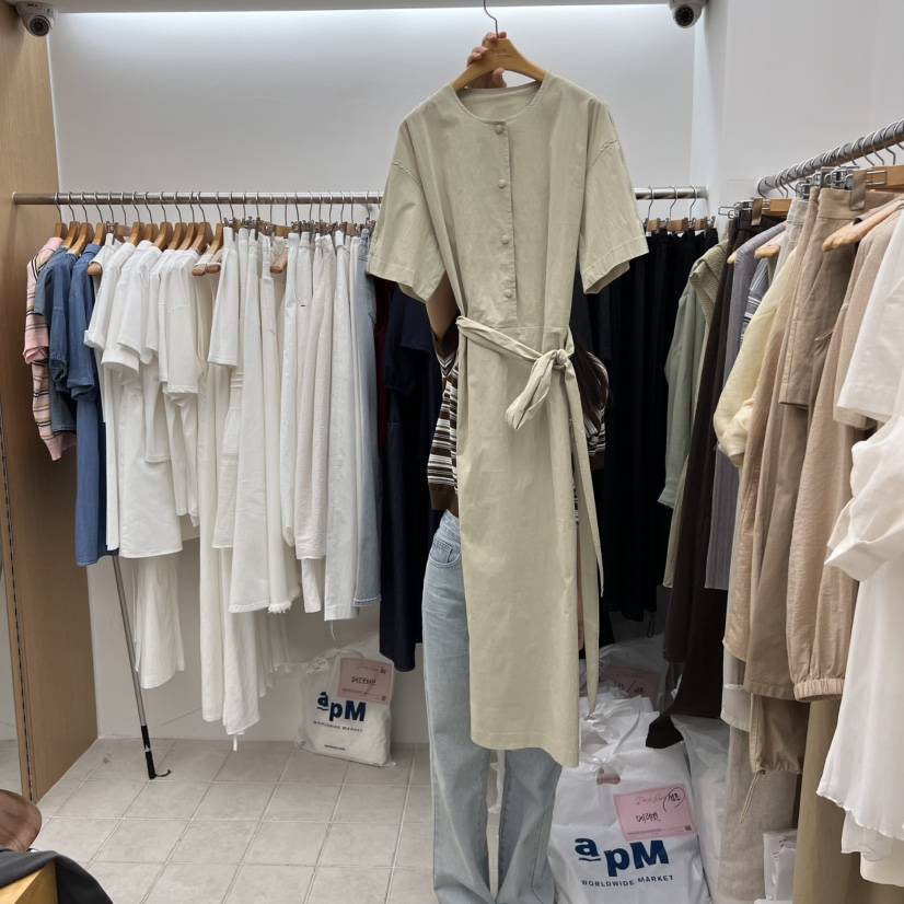 DRESS ROOM韓國代購女士新款休閑人氣真品職業推薦連衣裙棉質DRESS ROOM連衣裙