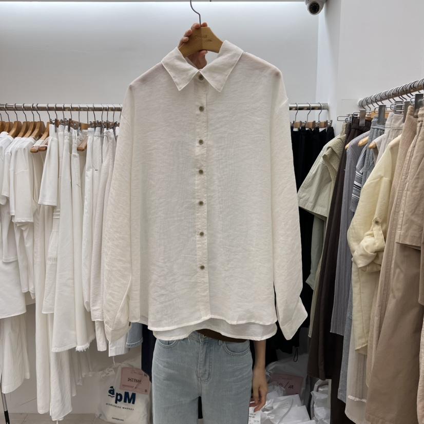 DRESS ROOM東大門實拍女士新款職業25春夏熱賣襯衫蕾絲衫緞面DRESS ROOM襯衫/蕾絲衫