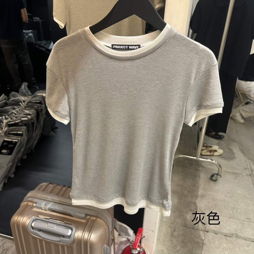 PROJECT WAVE-P韓國代購女裝新品25春夏職業休閑T恤假兩件PROJECT WAVET恤