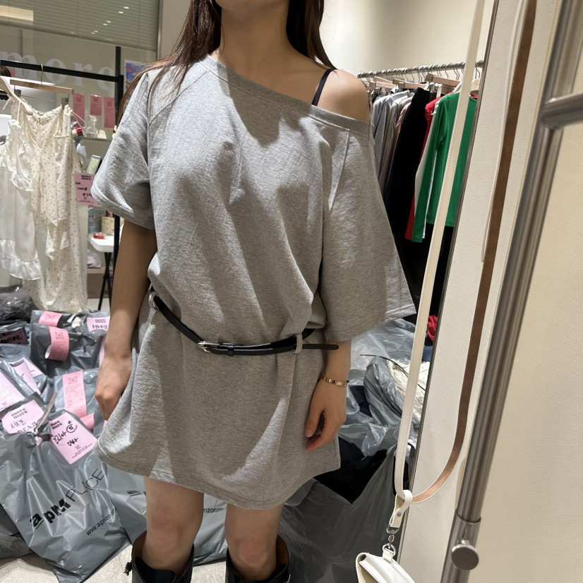 MOREMORE韓國代購女士新品25春夏時尚休閑真品連衣裙含腰帶more more連衣裙