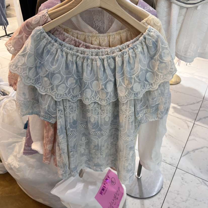 SIMPLE PARK/WMSTORY東大門直郵女裝新款休閑襯衫蕾絲衫刺繡露肩SIMPLE PARK/WMSTORY襯衫/蕾絲衫