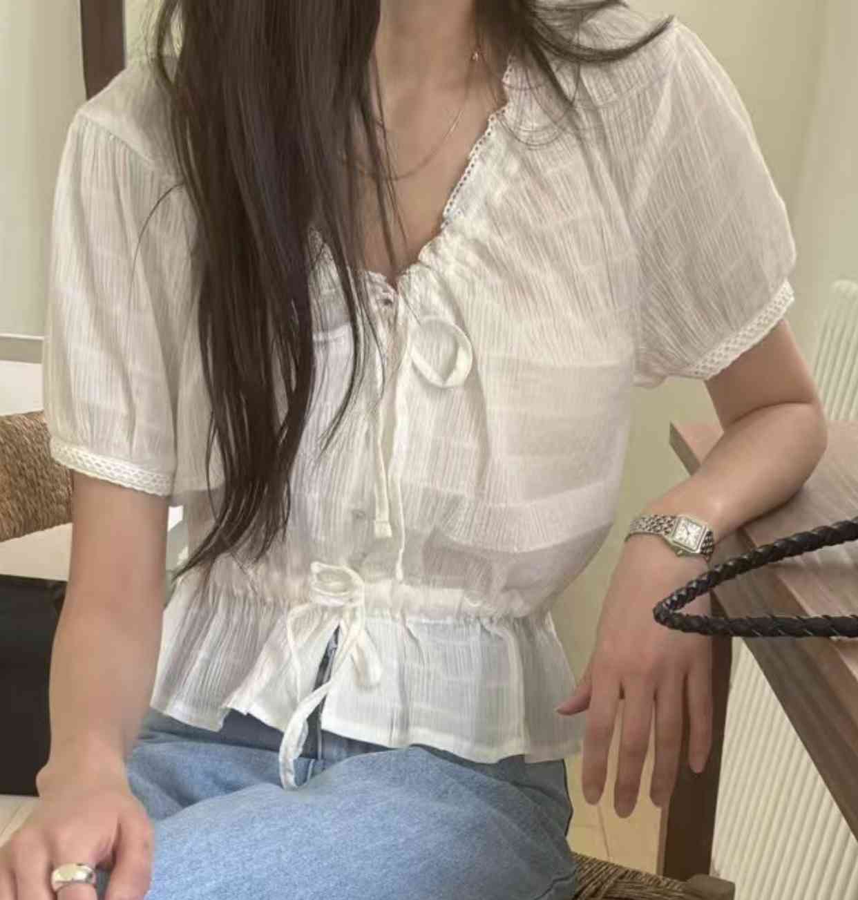 TOUST韓國直郵女士新款25春夏休閑真品熱賣人氣職業襯衫蕾絲衫TOUST襯衫/蕾絲衫