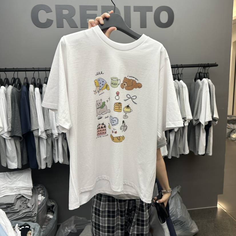 CREDITO韓國直郵㊣女裝新品熱賣推薦休閑25春夏人氣時尚T恤CREDITOT恤
