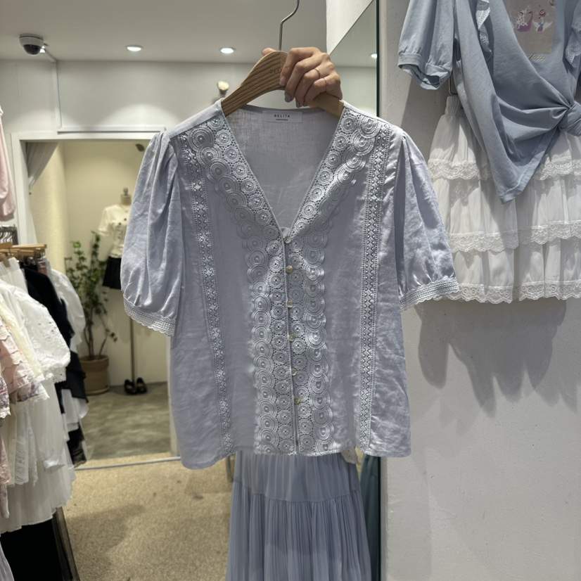 空東大門代購女士新品人氣休閑真品時尚25春夏襯衫蕾絲衫蕾絲BELITA襯衫/蕾絲衫