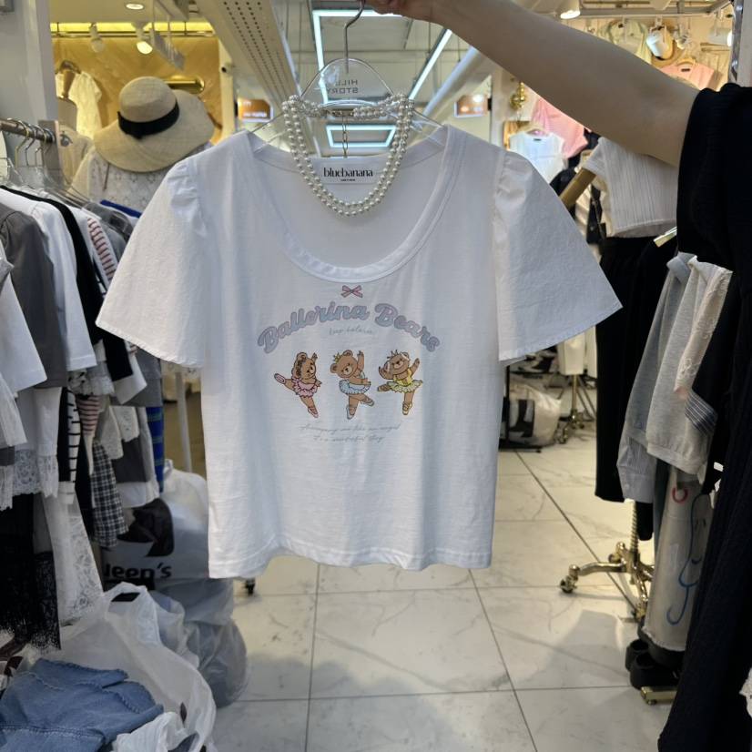 BLUE BANANA韓國直郵女裝新品職業休閑真品人氣25春夏T恤小熊BLUE BANANAT恤