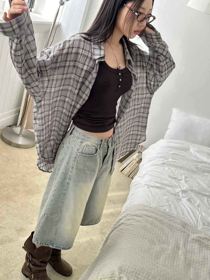 I MFACT韓國直郵㊣東大門實拍女裝新品時尚25春夏襯衫蕾絲衫I MFACT襯衫/蕾絲衫