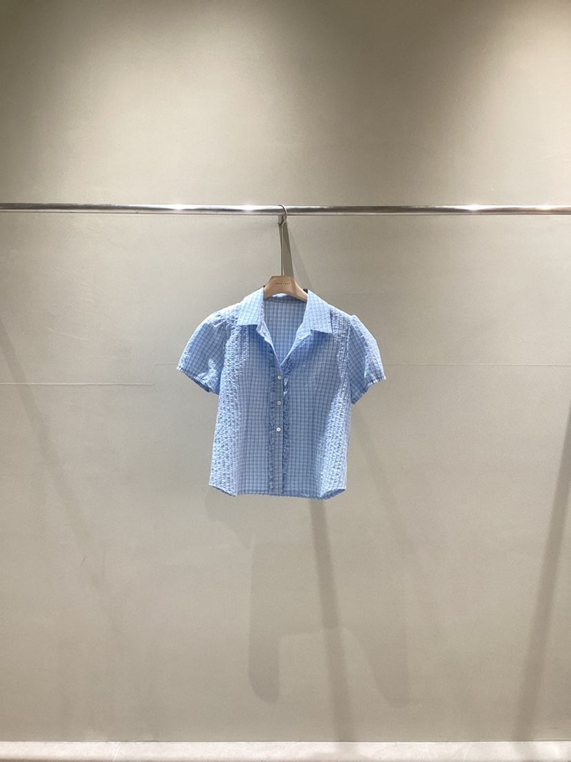 NEAR LEAP-P直郵韓國代購㊣女裝新品時尚25春夏襯衫蕾絲衫格紋NEAR LEAP襯衫/蕾絲衫