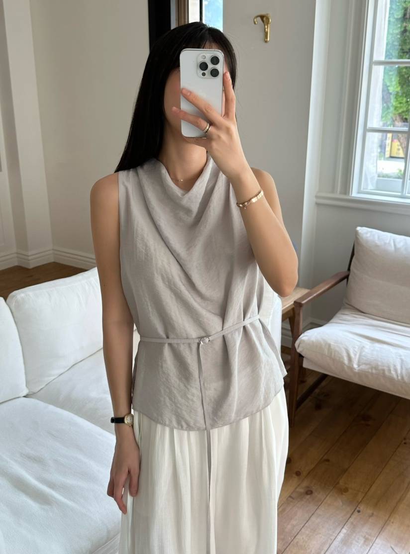 LE VASE韓國㊣直郵東大門代購女裝新品時尚吊帶背心含腰繩LE VASE吊帶/背心