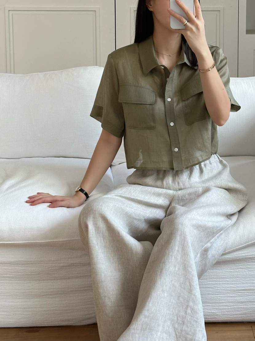 LE VASE韓國㊣直郵東大門代購女裝新款時尚休閑襯衫蕾絲衫LE VASE襯衫/蕾絲衫