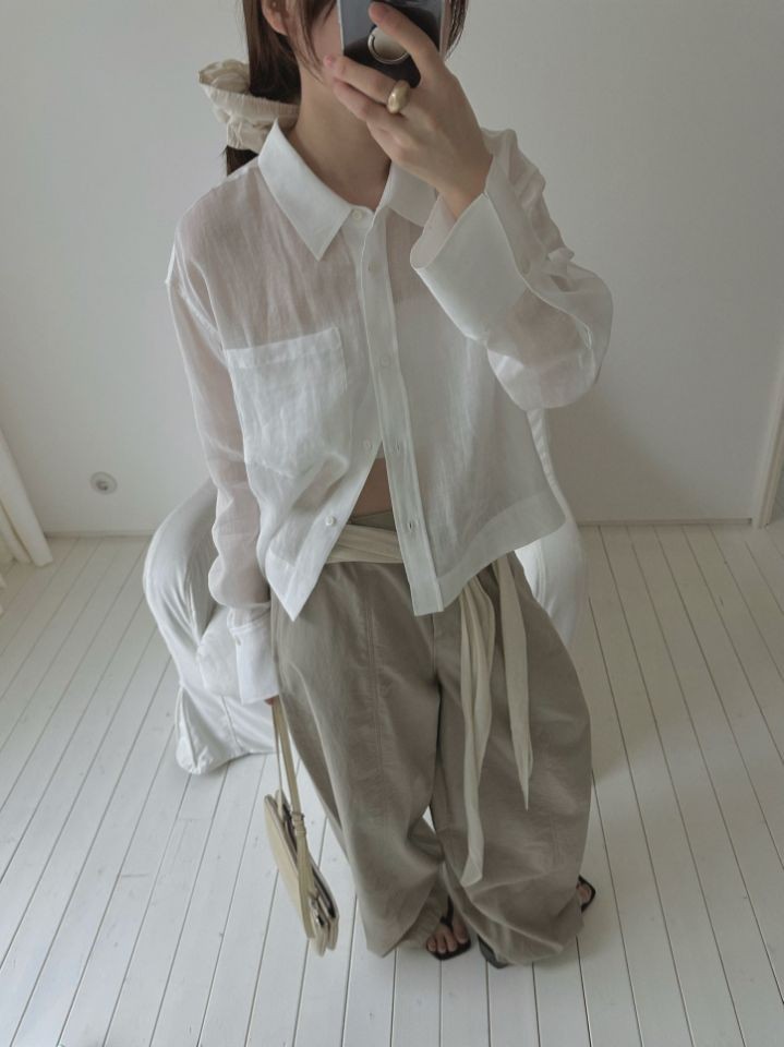 MARE韓國㊣直郵東大門代購女裝新款時尚襯衫蕾絲衫不含內搭亞麻MARE襯衫/蕾絲衫