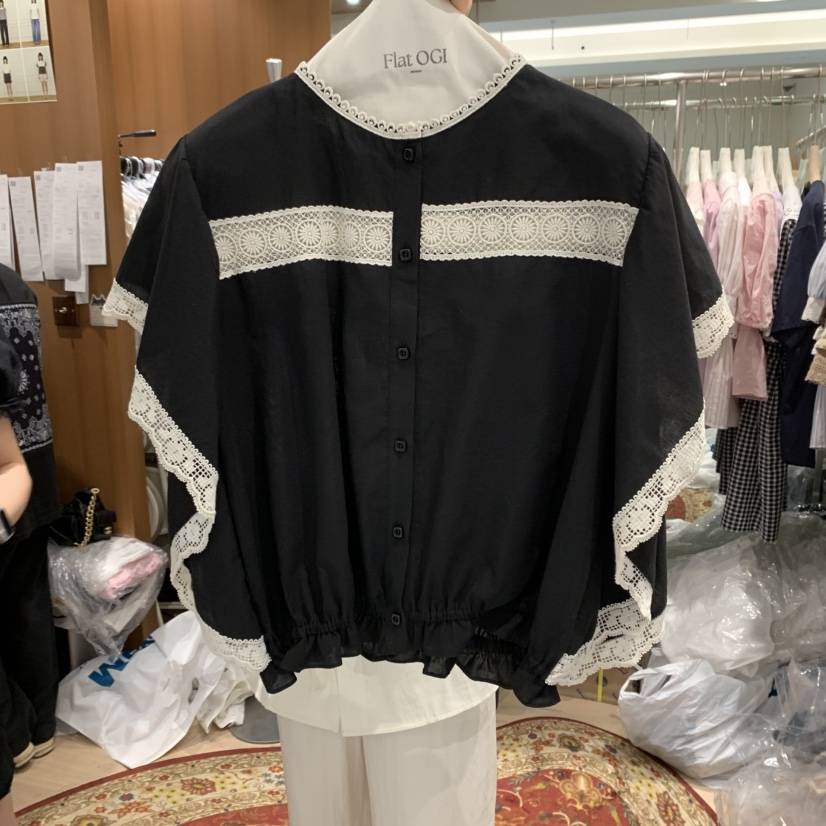 OGI直郵韓國代購㊣女裝新品時尚25春夏人氣推薦熱賣襯衫蕾絲衫FLat OGI襯衫/蕾絲衫