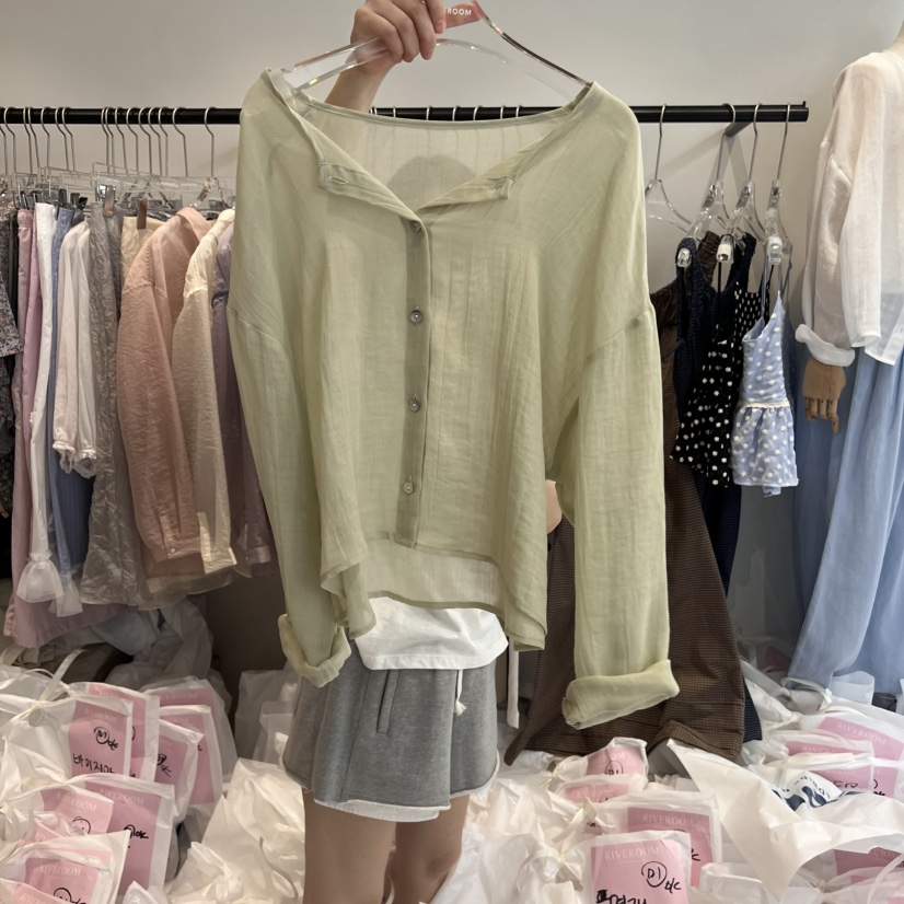 RIVEROOM韓國直郵㊣東大門實拍女裝新品時尚襯衫蕾絲衫亞麻RIVEROOM襯衫/蕾絲衫