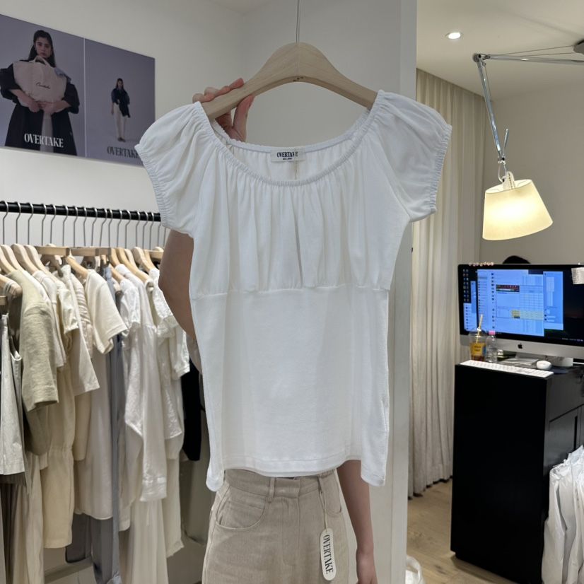 OVERTAKE韓國直郵㊣女裝新品熱賣休閑推薦人氣時尚T恤泡泡袖OVERTAKET恤