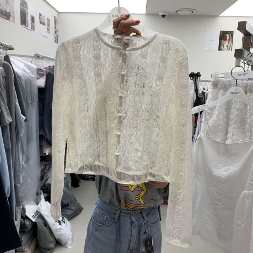 SOLD OUT韓國直郵㊣女裝新品休閑推薦時尚熱賣25春夏針織衫蕾絲SOLD OUT針織衫