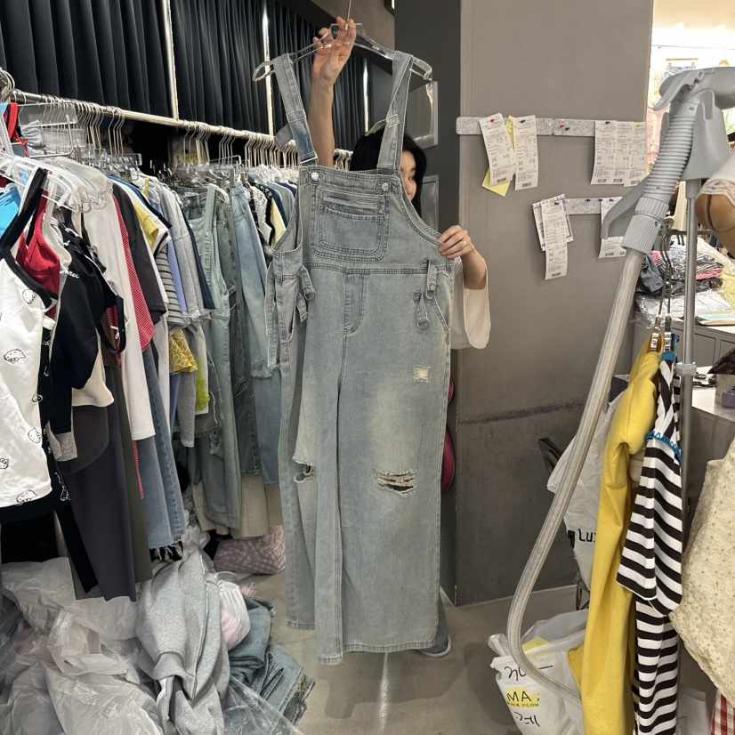 MOMAZU直郵韓國代購㊣女裝新品時尚熱賣25春夏休閑背帶褲口袋MOMAZU背帶褲