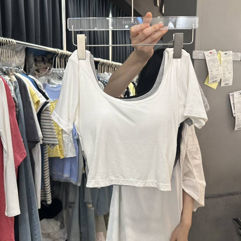 MOMAZU韓國直郵㊣東大門實拍女裝新品時尚推薦熱賣25春夏T恤短款MOMAZUT恤