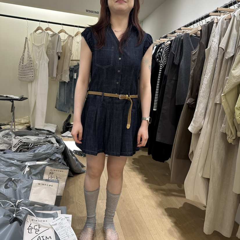 WINSOME韓國直郵㊣東大門實拍女裝新款時尚熱賣連衣裙含腰帶WINSOME連衣裙