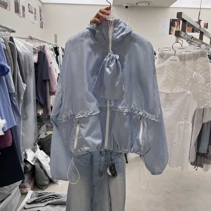 SOLD OUT韓國直郵㊣女裝新品25春夏熱賣休閑時尚人氣夾克格紋SOLD OUT夾克