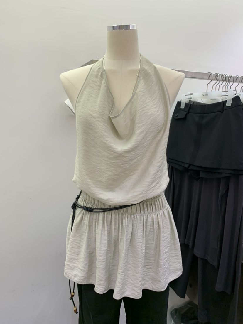 ESCHER韓國㊣直郵東大門代購女裝新品人氣休閑連衣裙含腰繩ESCHER連衣裙