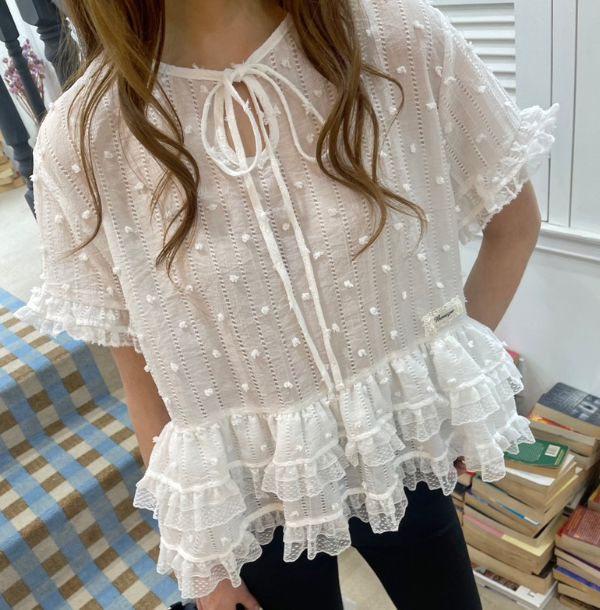 BOUTIQUE-L韓國㊣直郵東大門代購女裝新款休閑時尚襯衫蕾絲衫BOUTIQUE-L襯衫/蕾絲衫
