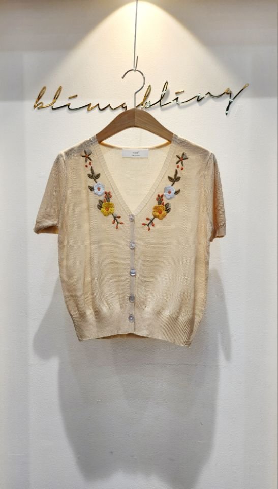 BLING BLING-S直郵韓國代購㊣女裝新品人氣針織衫刺繡開衫BLING BLING-S針織衫