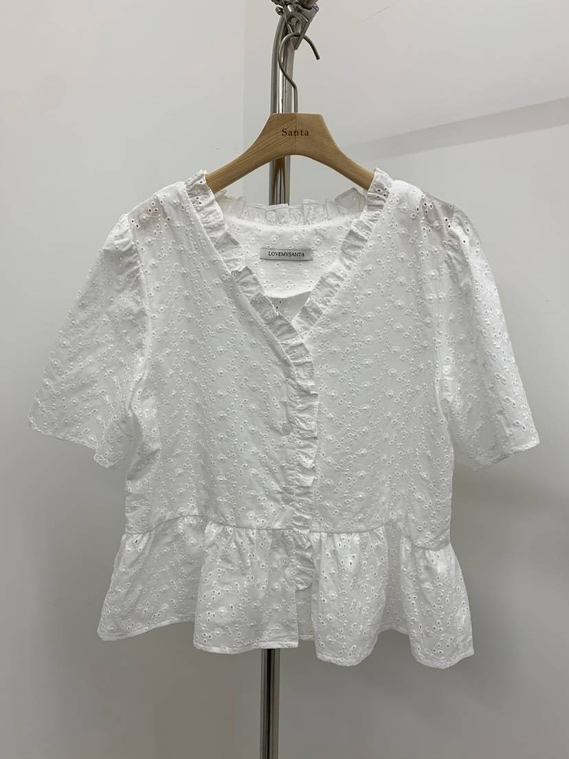 LOVE MY SANTA直郵韓國代購㊣女裝新品人氣襯衫蕾絲衫褶皺Santa/LOVE MY SANTA襯衫/蕾絲衫