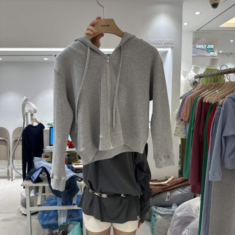DAILYJUD直郵韓國代購㊣女裝新品熱賣25春夏休閑衛衣拉鏈連帽DAILY JUD衛衣