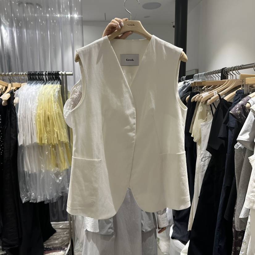 GREEK韓國直郵㊣女裝新品時尚休閑熱賣人氣推薦25春夏馬甲亞麻布GREEK馬甲