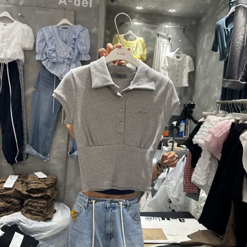A-DEL韓國㊣直郵東大門代購女裝新品人氣熱賣時尚推薦T恤褶皺A-DELT恤