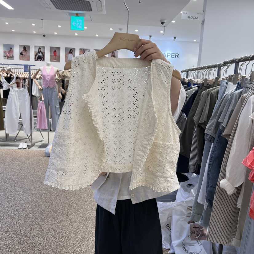 BLOOM韓國直郵㊣女裝新品推薦熱賣人氣25春夏休閑時尚馬甲蕾絲BLOOM馬甲