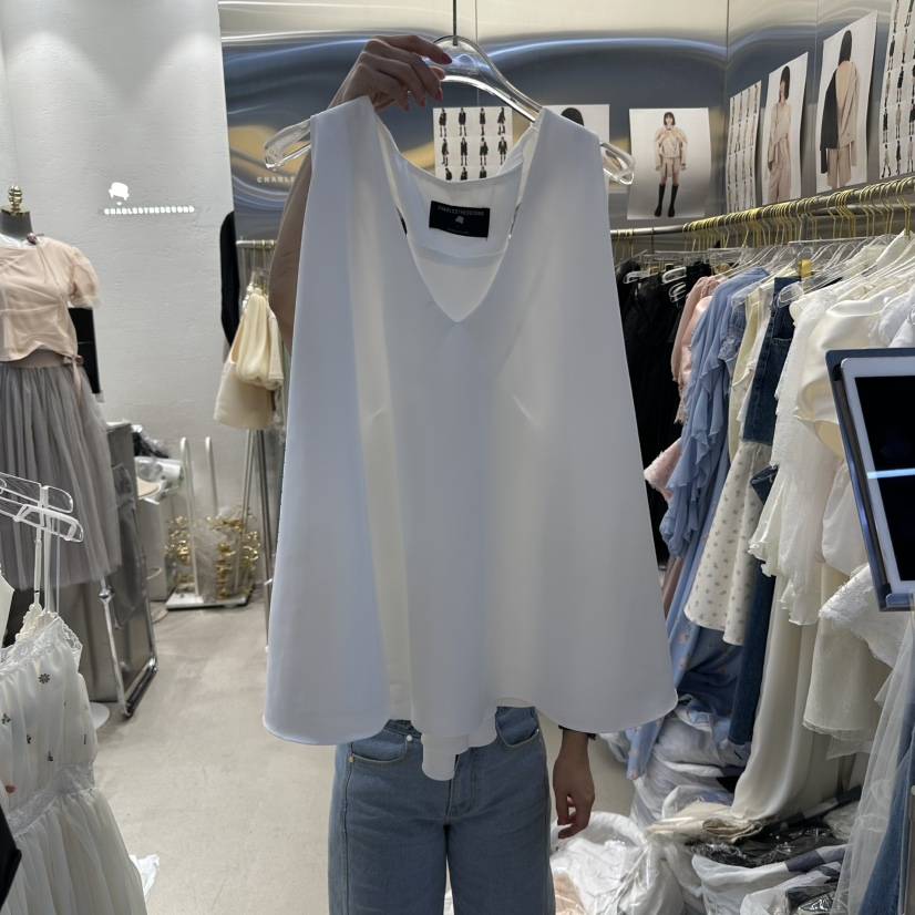 CHARLES THE SECOND韓國代購女裝新品25春夏休閑吊帶背心CHARLES THE SECOND/CHEAP-CHIC吊帶/背心