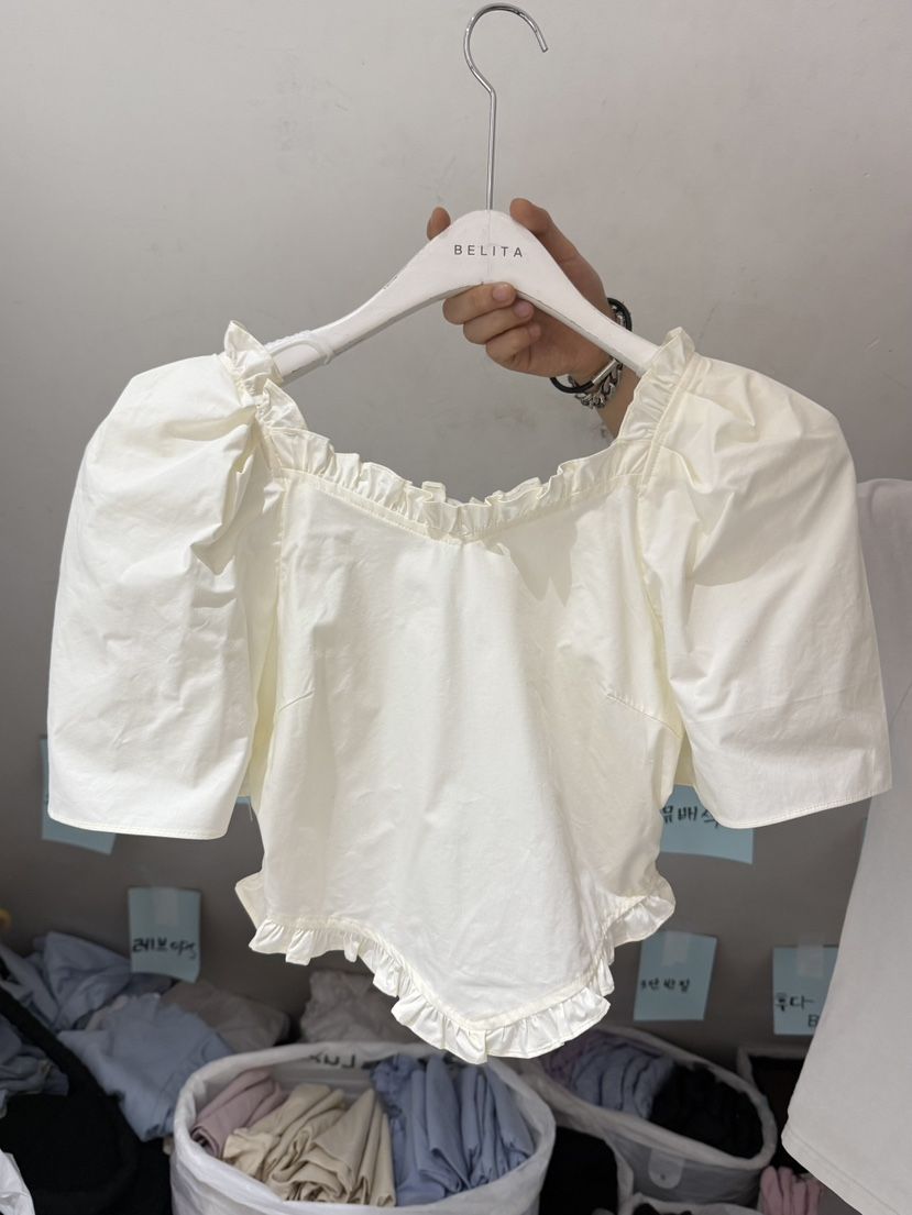 BELITA-L東大門代購女士新品熱賣人氣休閑襯衫蕾絲衫荷葉邊絨BELITA-L襯衫/蕾絲衫