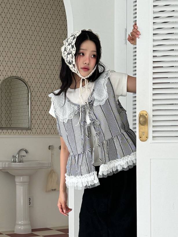 MAISONDEGLORY東大門實拍女裝新品真品時尚人氣休閑馬甲格紋MAISON DE GLORY馬甲