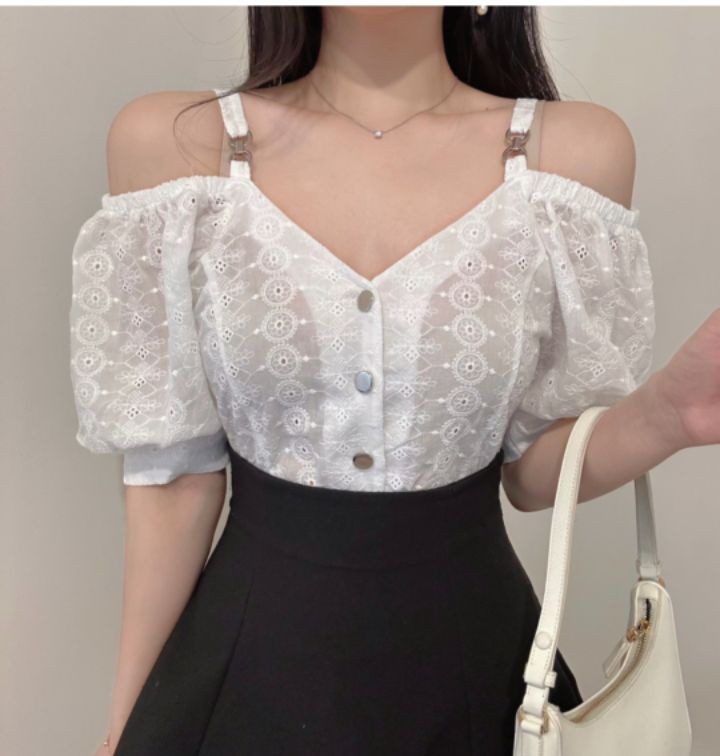 火Ⅱ-화투-T東大門代購女裝新品休閑熱賣25春夏襯衫蕾絲衫火Ⅱ襯衫/蕾絲衫