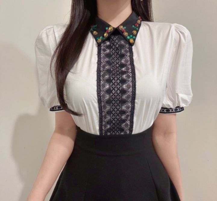 火Ⅱ-화투-T東大門代購女裝新款時尚推薦職業25春夏襯衫蕾絲衫火Ⅱ襯衫/蕾絲衫